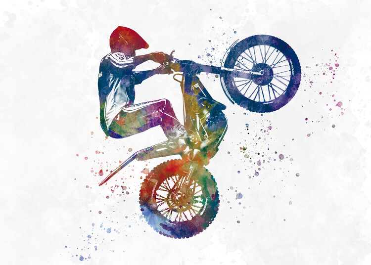 Poster Watercolor trials motorcycle