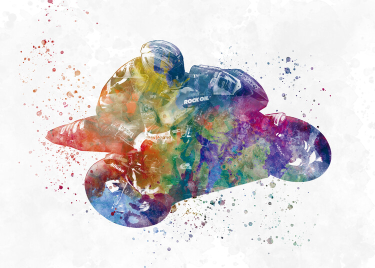 Canvas Print Watercolor racing motorcycle