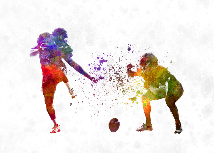 Плакат Watercolor American Football Players