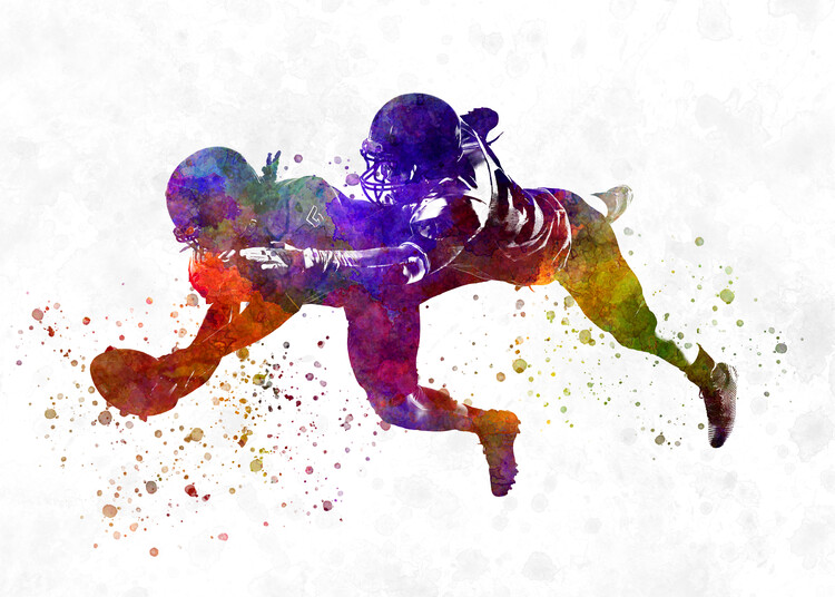 Плакат Watercolor American Football Players
