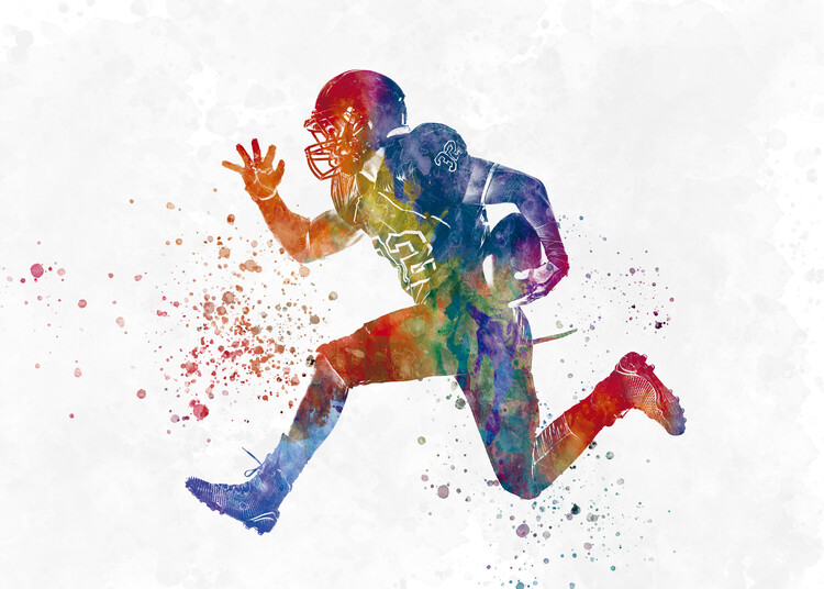 Плакат American football player in watercolor