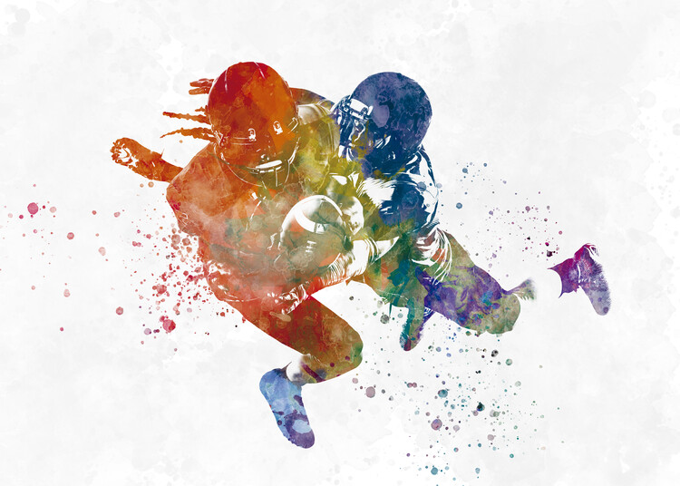 Плакат Watercolor American Football Players