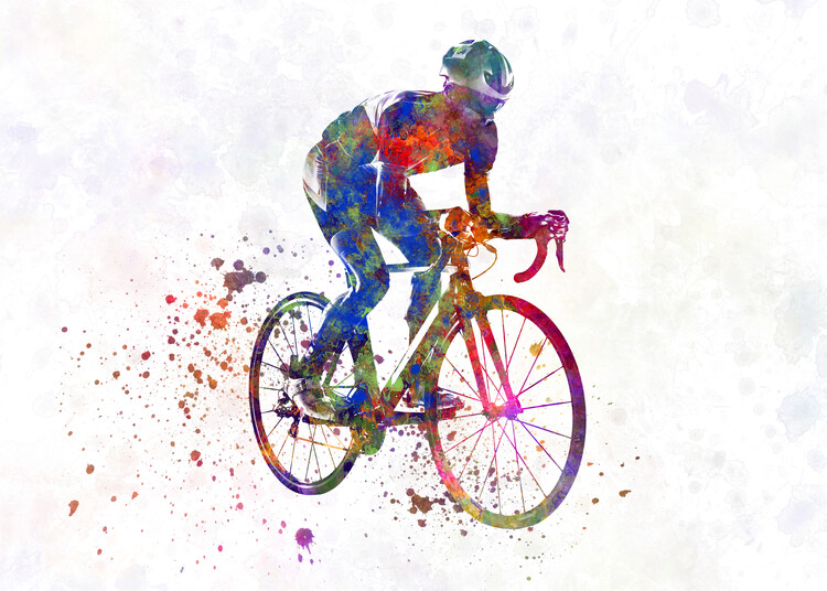 Poster cyclist in watercolor