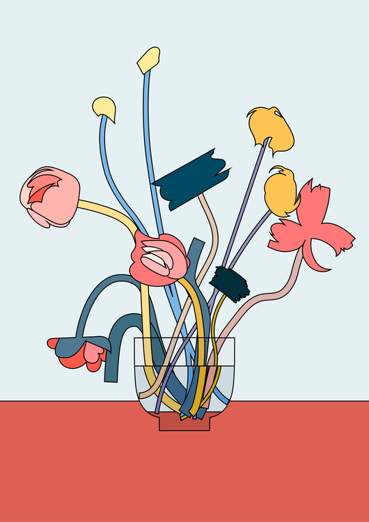 Poster Flowers in a glass vase