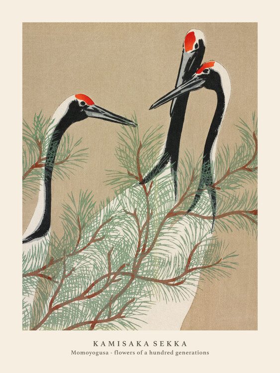 Poster Cranes (Special Edition Japandi Vintage) - Kamisaka Sekka