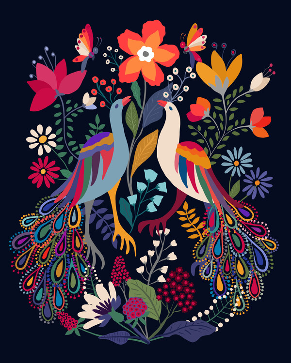 Poster Mexican peacocks