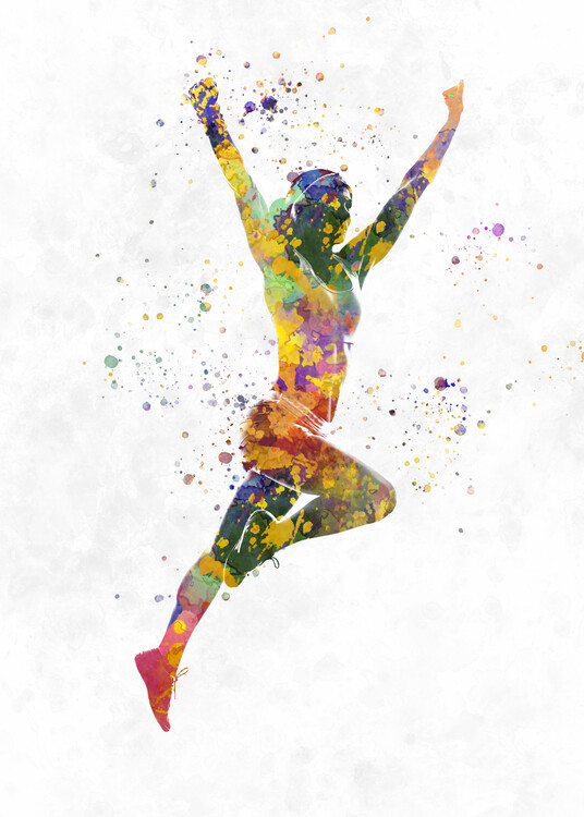 Bild auf Leinwand Female runner in watercolor