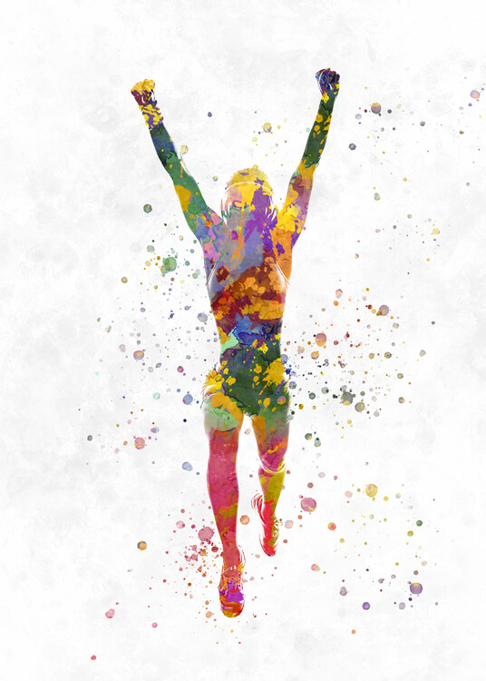 Poster Female runner in watercolor