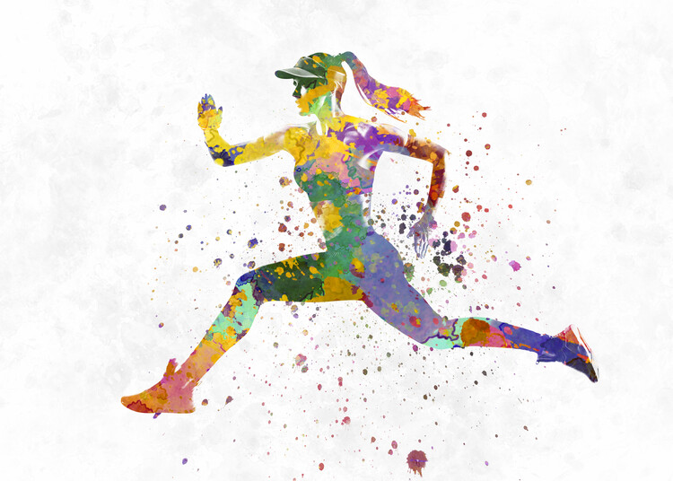 Poster Female runner in watercolor