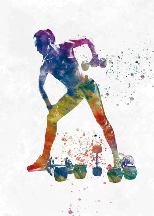 Canvas Print Fitness exercise in watercolor