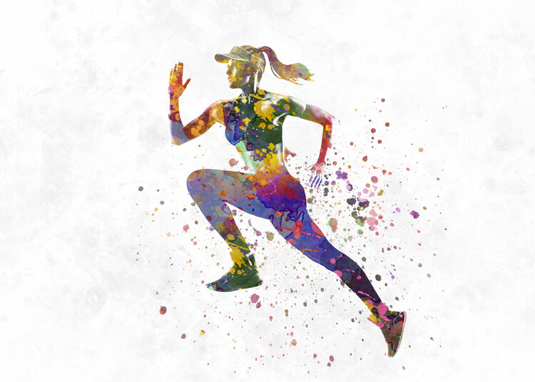 Bild auf Leinwand Female runner in watercolor