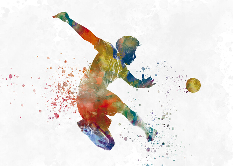 Poster Soccer player in watercolor