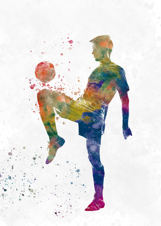 Plakát Soccer player in watercolor