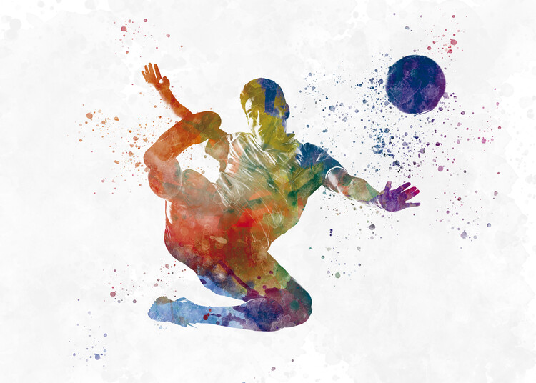 Bild auf Leinwand Soccer player in watercolor