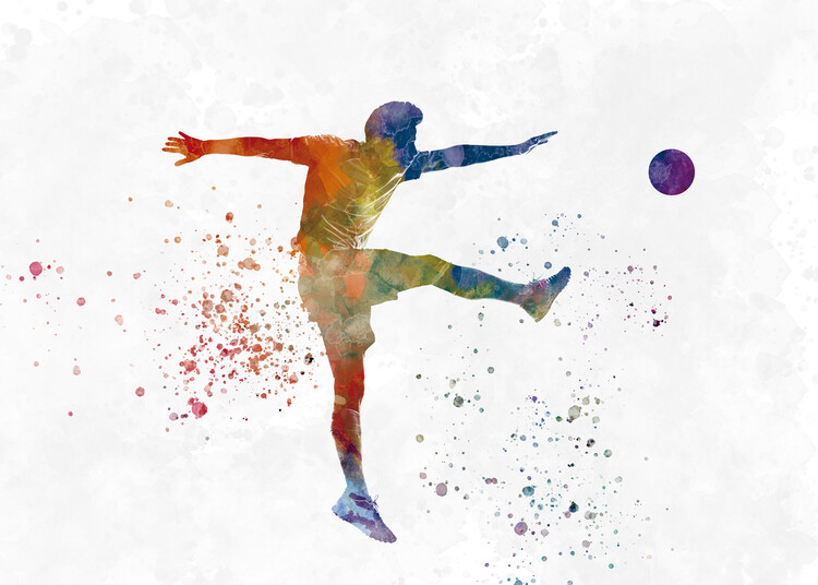 Poster Soccer player in watercolor