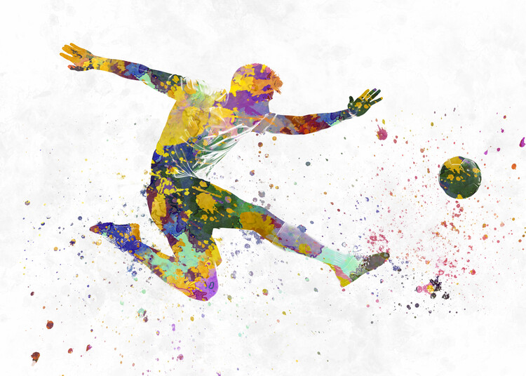 Poster soccer player in watercolor