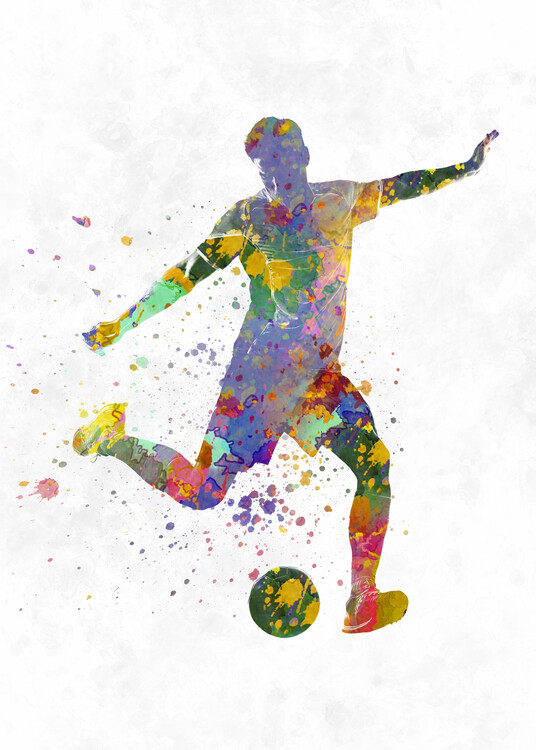 Canvas Print soccer player in watercolor