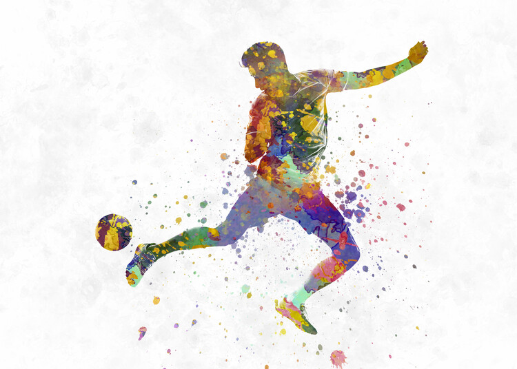 Bild auf Leinwand soccer player in watercolor