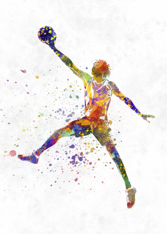 Poster Basketball player in watercolor