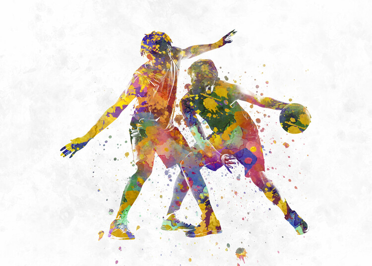 Canvas Print Basketball player in watercolor