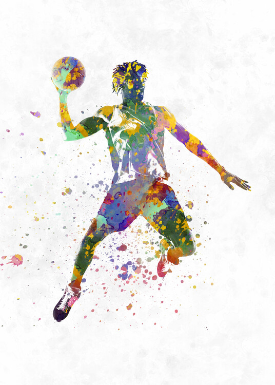 Poster Basketball player in watercolor