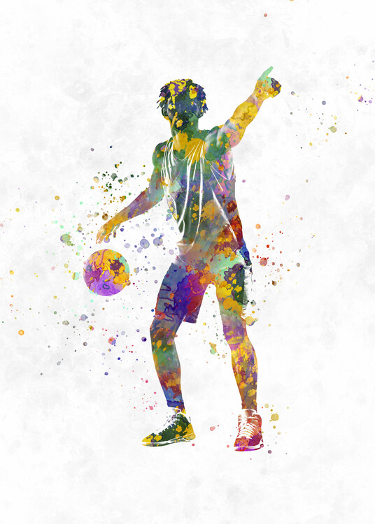 Poster Basketball player in watercolor