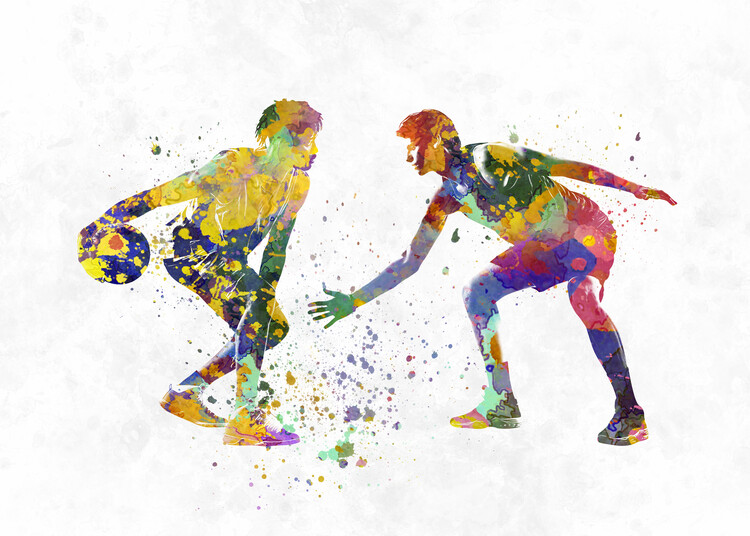 Poster Basketball player in watercolor
