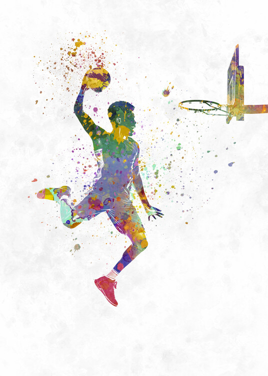 Poster Basketball player in watercolor