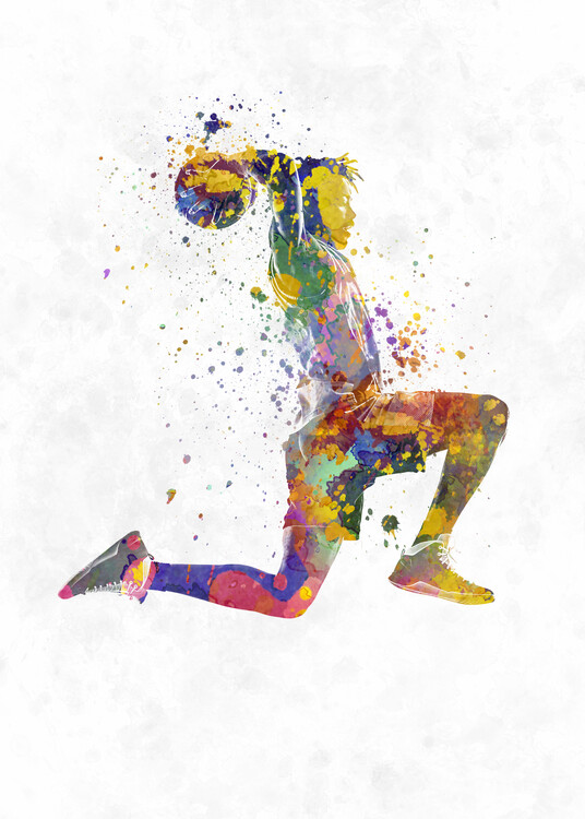 Canvas Print Basketball player in watercolor