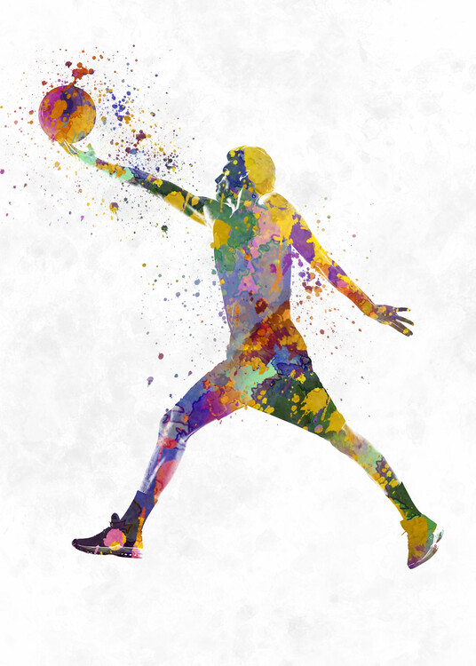 Poster Basketball player in watercolor