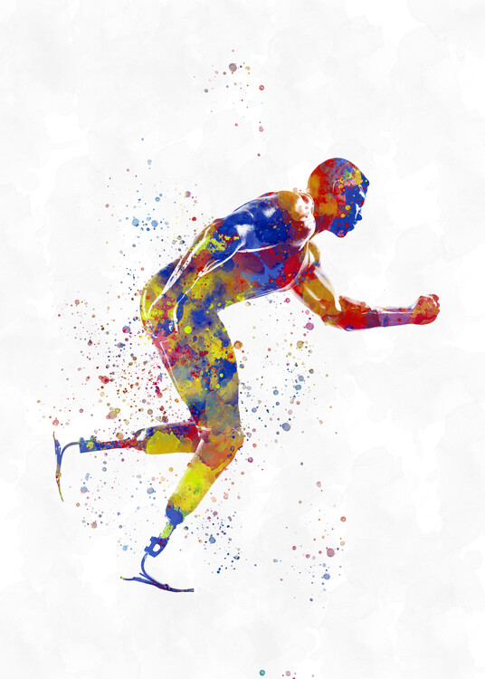 Bild auf Leinwand Paralympic fitness athlete in watercolor
