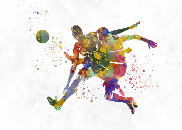 Poster Soccer players in watercolor