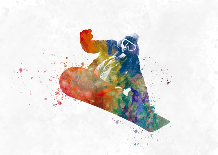 Poster Snowboard in watercolor