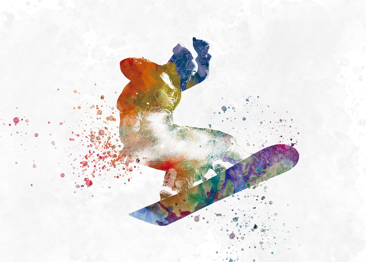 Canvas Print Snowboard in watercolor