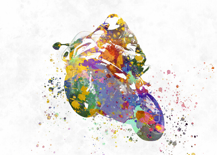 Canvas Print watercolor racing motorcycle