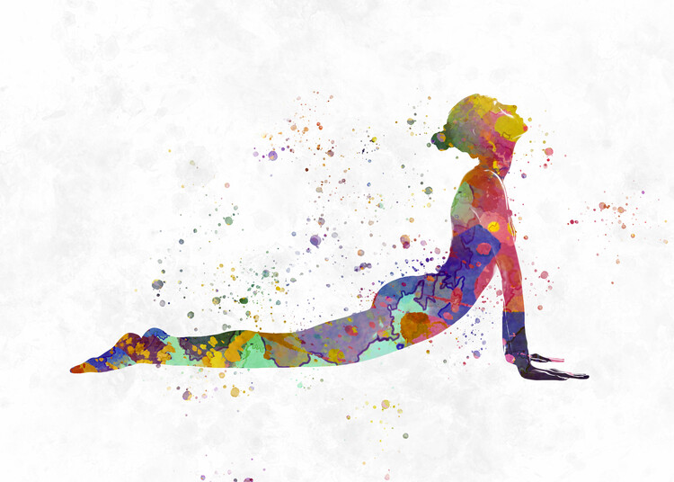 Juliste Young woman practices yoga in watercolor