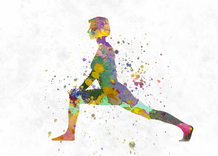 Plakát Young woman practices yoga in watercolor