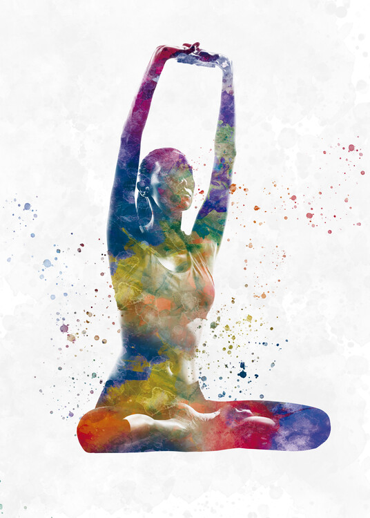 Juliste Young woman practices yoga in watercolor