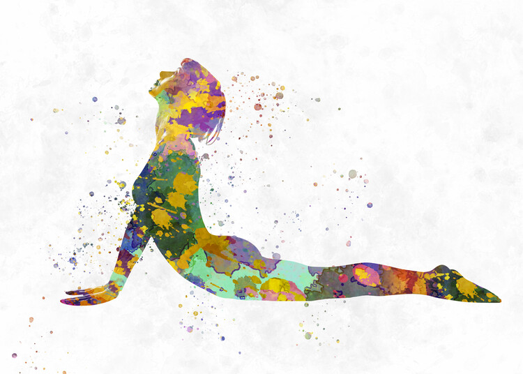 Canvas Print Young woman practices yoga in watercolor