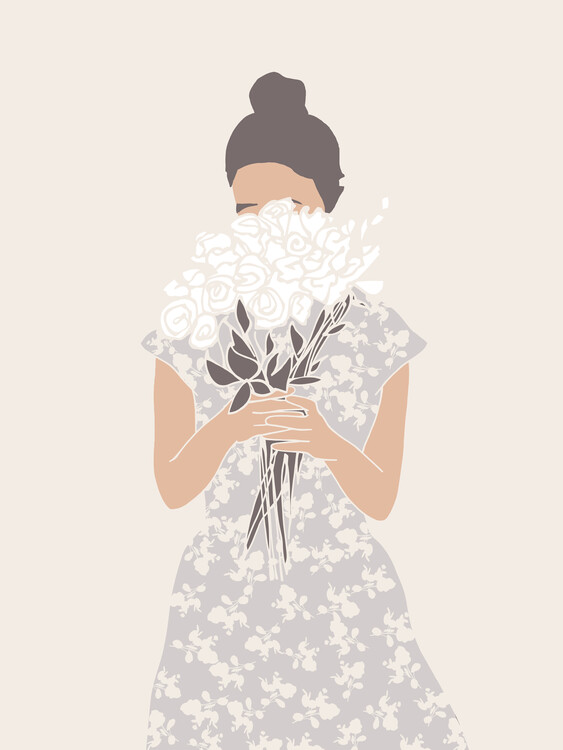Poster Spring - Woman with flowers