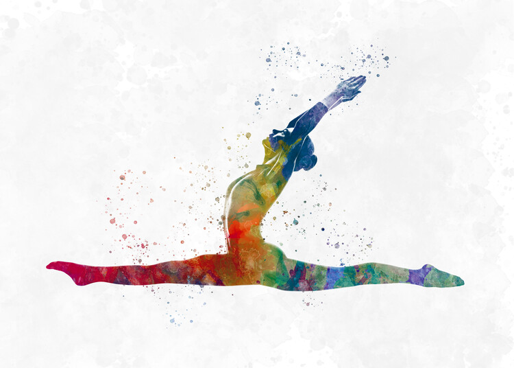 Juliste Young woman practices yoga in watercolor