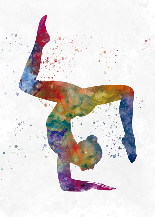 Canvas Print Young woman practices yoga in watercolor