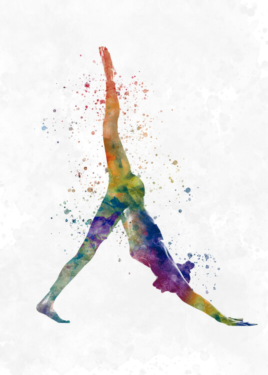 Juliste Young woman practices yoga in watercolor