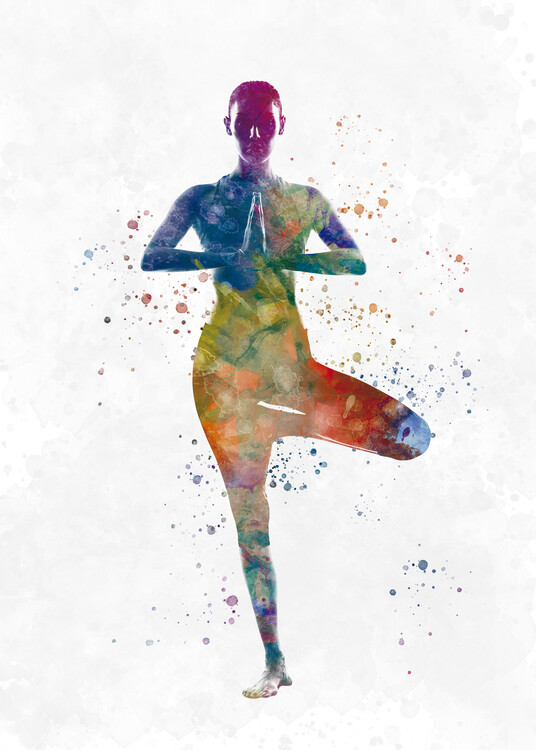 Poster Watercolor yoga exercise