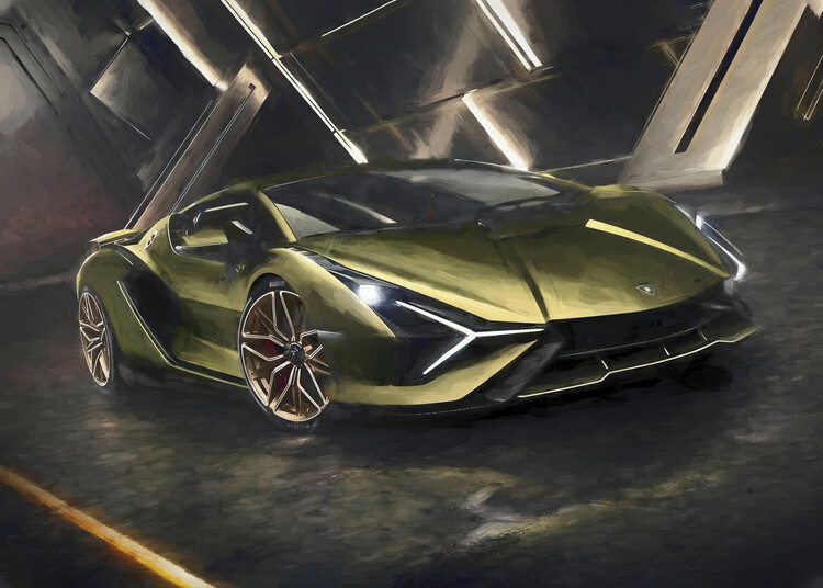 Juliste Watercolor sports car