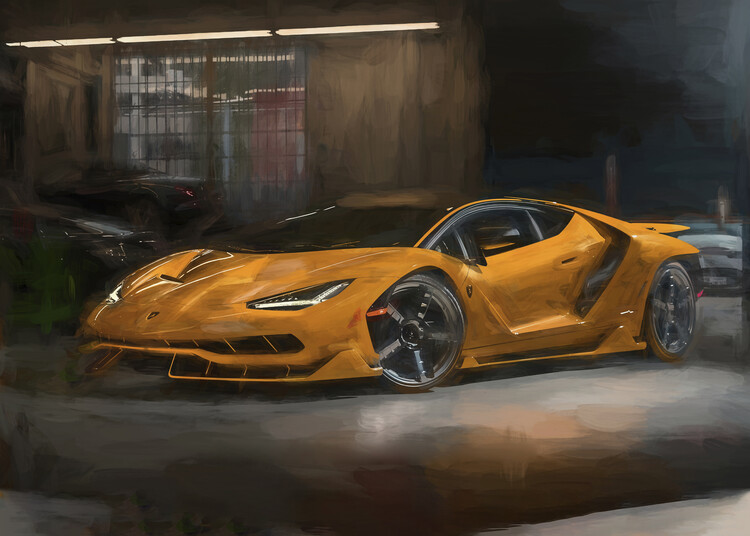 Juliste watercolor sports car
