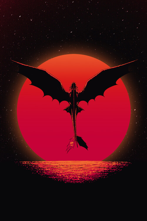 Poster Dragon on sunset