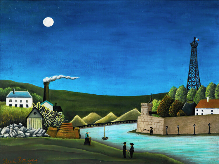 Sticker The Moon over the Seine (Paris, France) - Henri Rousseau