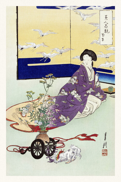 Poster The Puppy & The Plant Cart (Vintage Japandi) - Ogata Gekko