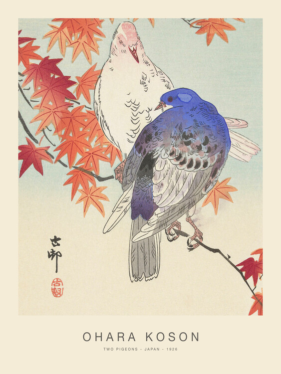Canvas Print Two Pigeons (Special Edition) - Ohara Koson
